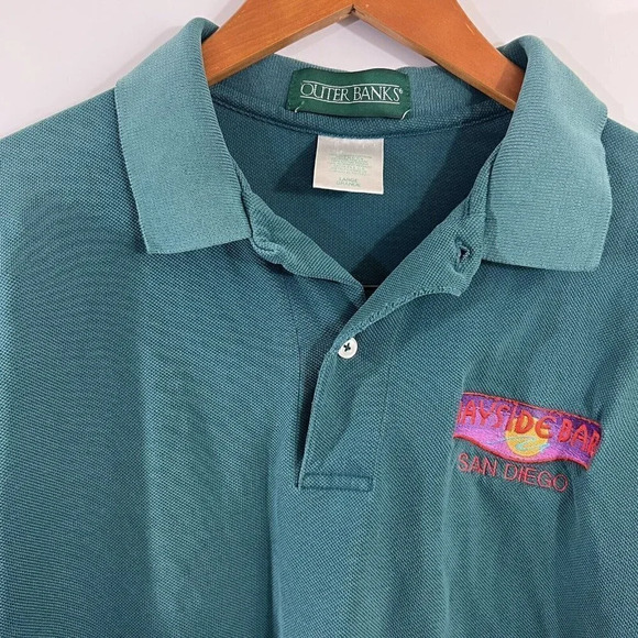 Outer Banks Vintage 90s Retro Teal Blue Pink Embroidered Bayside Bar San Diego - Picture 5 of 6